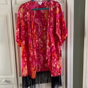 LuLaRoe Pink and Orange Tie-Dye Top